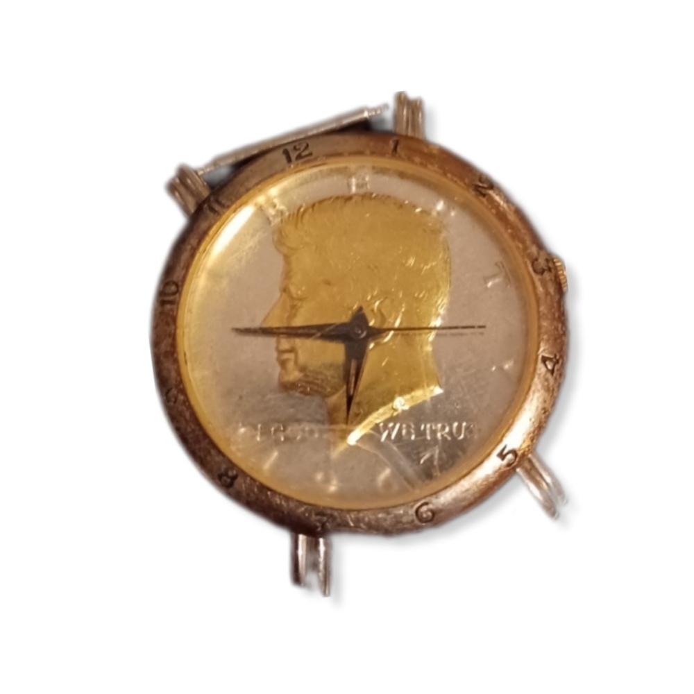 Rare Vintage Kennedy 1967 half dollar stainless steel Brittania pocket watch